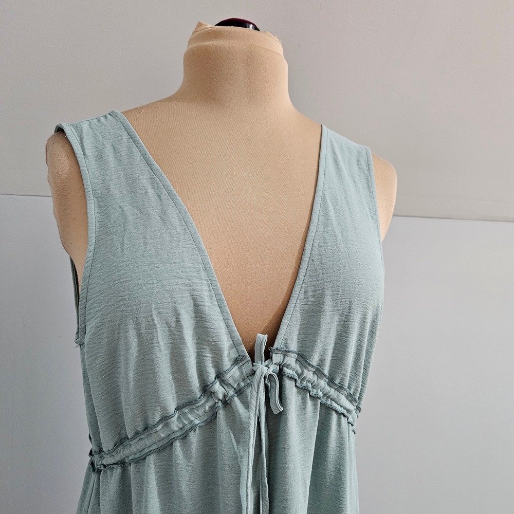 Cupshe Sage Green V-Neck Open Back Ruffle Hem Maxi Dress Large Swim Cover Beachy - Picture 5 of 12